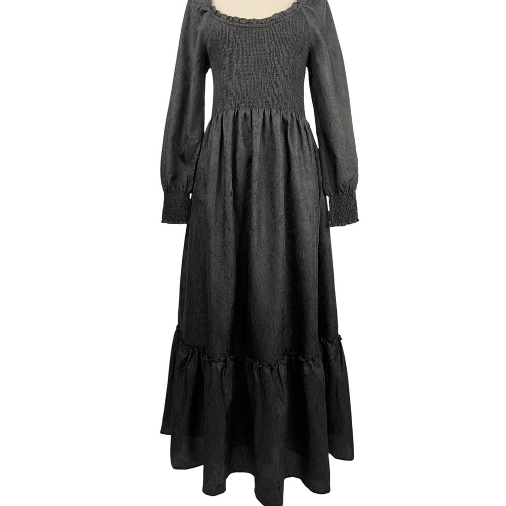 NWT Hill House The Emily Nap Dress Small Maxi Crushed Taffeta Long Sleeve Smock - Picture 3 of 16
